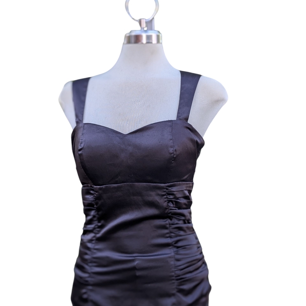 Elegant Black Open Back  Satin Top Size Small